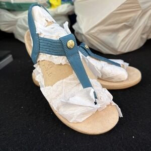 Vionic Brea Celestial Teal Toe Post Thong Slingback Sandals Nubuck Leather 7-7.5